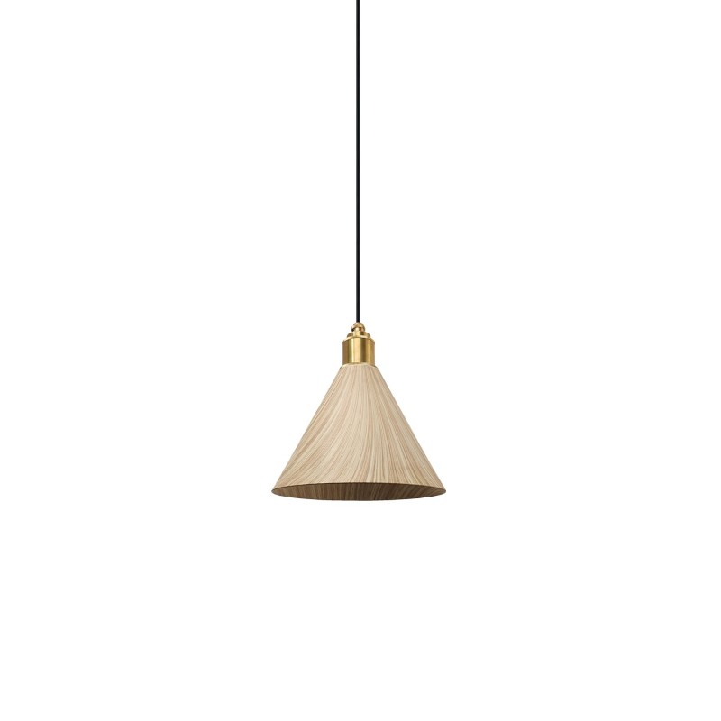 Pendente simples JEAUX em metal E27 LED cor de madeira