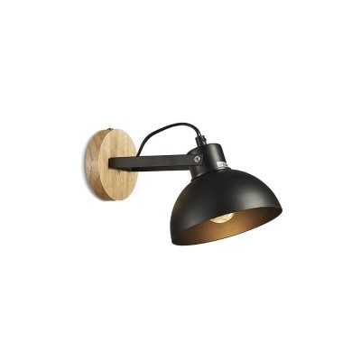 Aplique de parede SERAC em madeira E27 LED cor preto