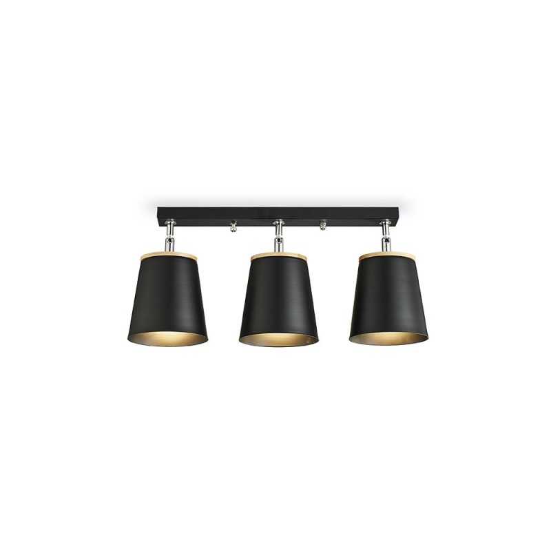 Foco de teto LANDRER em madeira com LED E27 na cor preta.