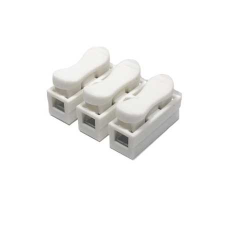 Pack de 10 blocos de conexão de três polos com pressão automática.