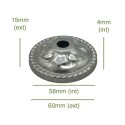 Tampa de ferro bruto decorada 58mm de diâmetro x 4mm