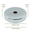 Tampa cromada para globo de 63mm de diâmetro x 7mm.