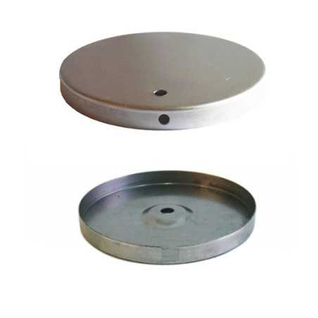Base de ferro com saída deslocada de 140 mm de diâmetro.