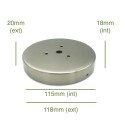 Suporte para balão em aço escovado 115mm x 18mm com parafusos.