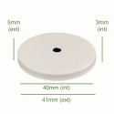 Tampa para balão de cor branca com 40mm de diâmetro x 3mm.