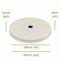 Tampa de globo branco de 58mm de diâmetro x 9mm.