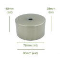 Tampa de globo em aço escovado, 78mm de diâmetro x 38mm.