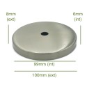 Tampa para globo em aço escovado, diâmetro de 99mm x 6mm.