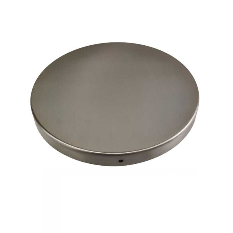 Suporte em metal de aço escovado com 250mm de diâmetro sem furos.