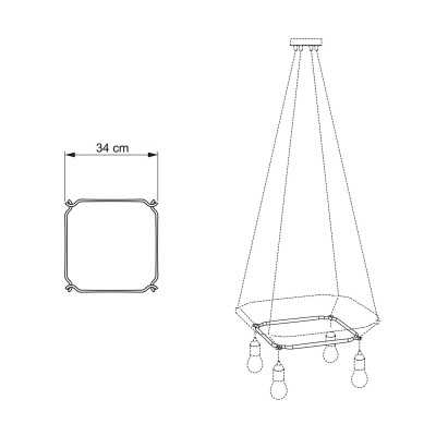 Estrutura quadrada para criar pendentes de luz