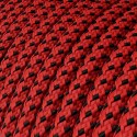 Cabo de tecido decorativo bicolor vermelho e preto