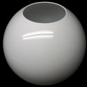 Globo de PMMA (polimetacrilato) branco sem gargalo em vários diâmetros.