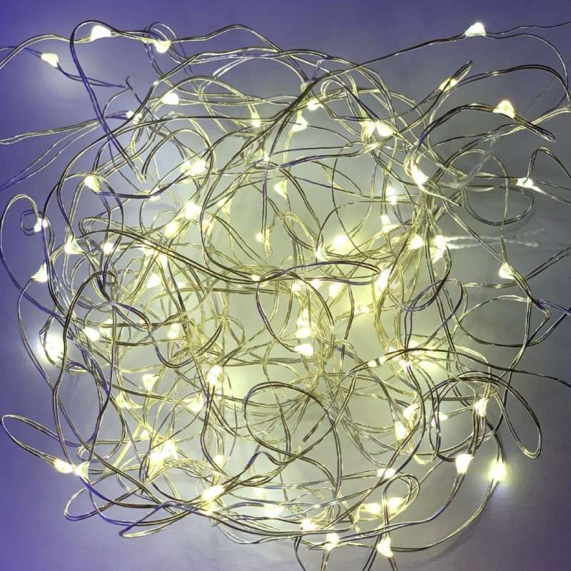 Cordão 20 luzes LED grão de arroz  funcionamento a pilhas