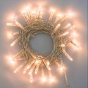 Tira de 100 LED cálidos, conectables, 6,5 metros de luz fija con cable transparente.