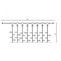 Cortina 256 LED frio IP44 programável cabo preto 200x200