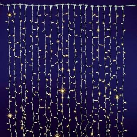 Cortina 400 LEDs quente IP65 conectável cabo branco 200x200