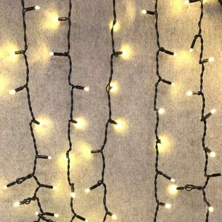 Cortina 600 LEDs quentes IP65 conectáveis c/negro 200x300