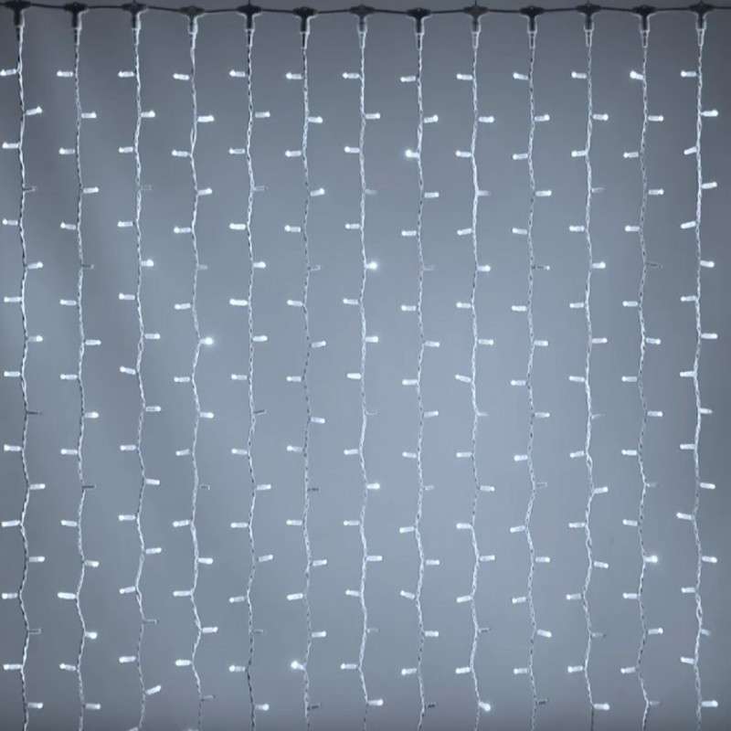 Cortina de 150 LEDs brancos frios interligáveis c/branco 200x150 exterior