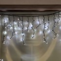 Cortina 100 LEDs frios IP44, conectáveis, cabo preto 200x70