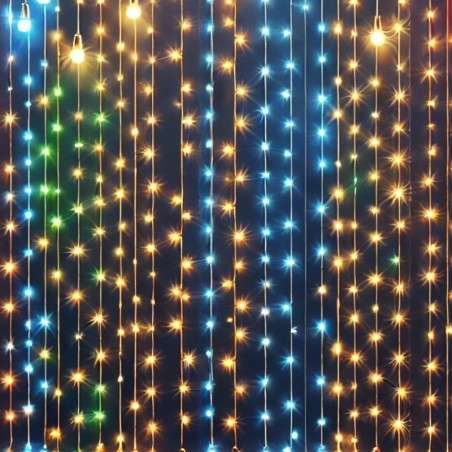 Cortina 600 LED RGB IP44 programável 300x200 com controle remoto