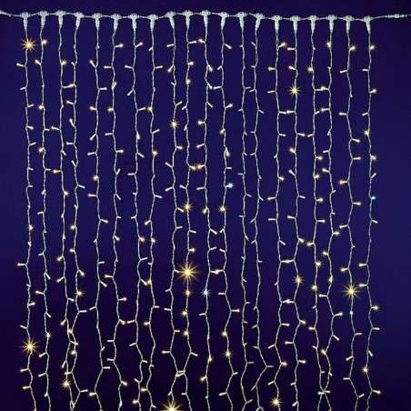 Cortina 300 LEDs frios IP65 interligáveis cabo branco 200x150