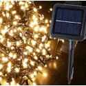 Guirlanda solar 560 LED quentes 11 metros programável para uso exterior.