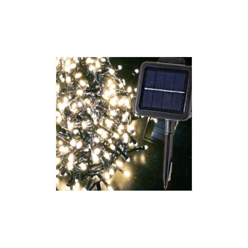 Guirlanda solar 560 LED brancos 10 metros programável para exterior