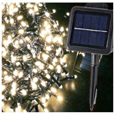 Guirlanda solar 560 LED brancos 10 metros programável para exterior