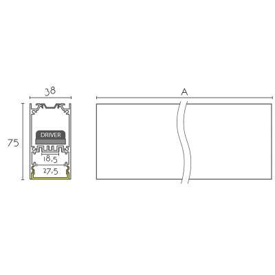 Módulo superfície 38mm largura com LED integrado e