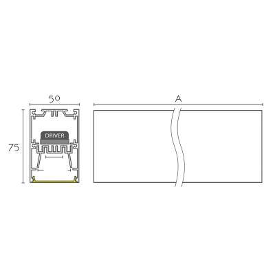 Módulo superfície 50mm largura com LED integrado e interligável