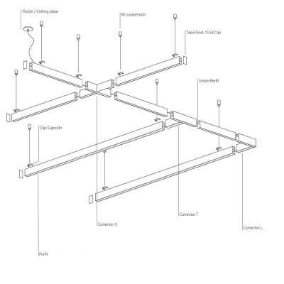 Kit para ligar módulos de LED superfície de 38mm de largura