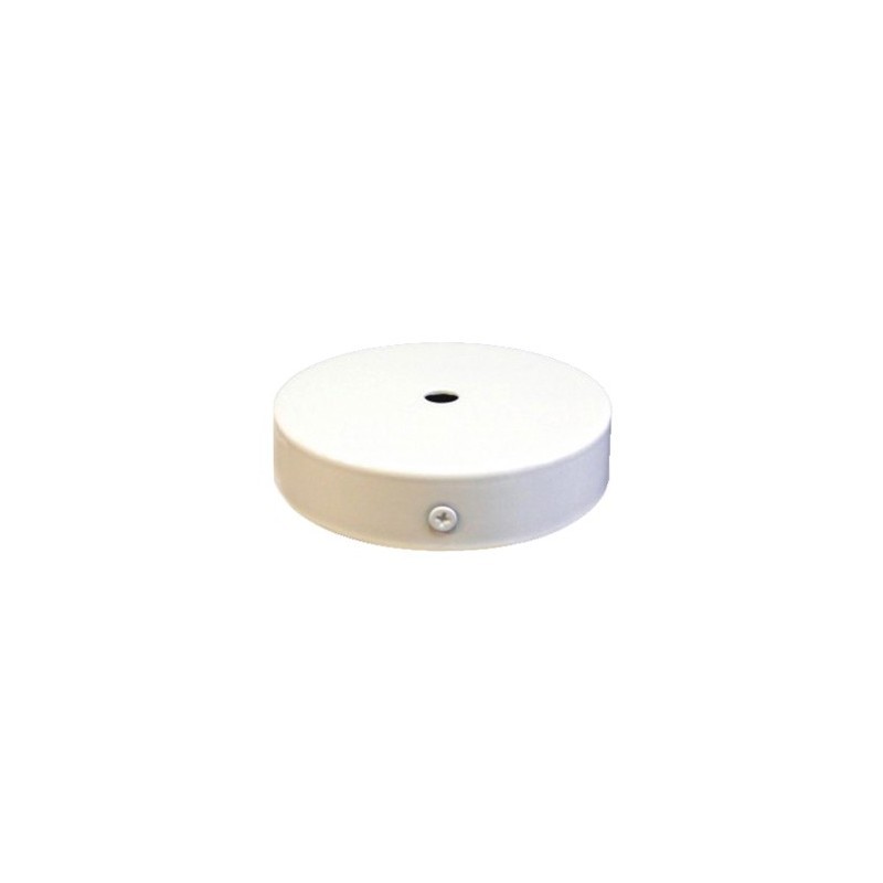 Suporte de metal preto com 140mm de diâmetro x 25mm e uma saída.