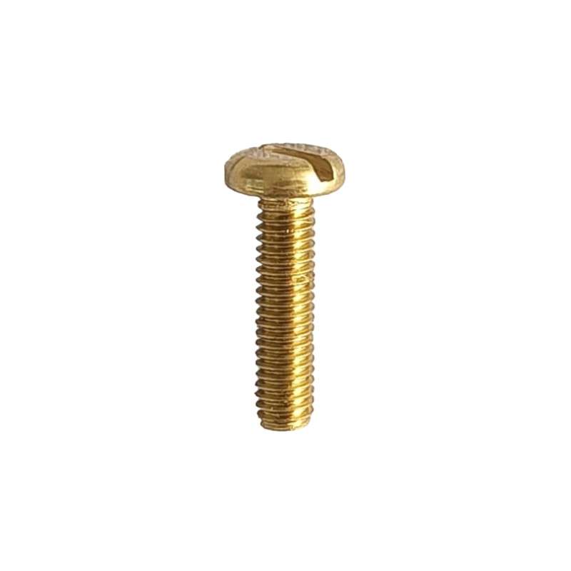Parafuso de latão para lâmpadas M4 x 16mm com cabeça tipo fenda.