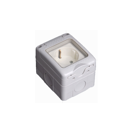 Tomada estanque tipo Schuko para superfície IP55