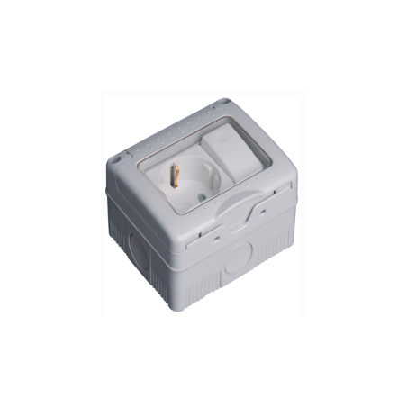 Tomada estanque IP55 tipo schuko com interruptor