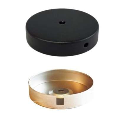 Base de metal com 120 mm de diâmetro x 24 mm de altura.