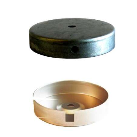Base de metal com 120 mm de diâmetro x 24 mm de altura.