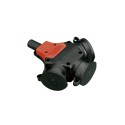 Tomada tripla exterior 16A IP44 com tampas de proteção.
