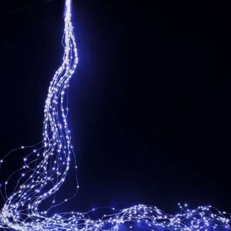 Cascata de 960 LEDs fixos exterior luz azul 700cm