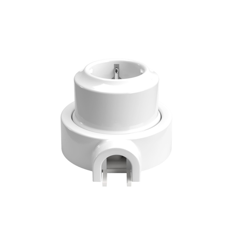 Kit ficha Schuko porcelana para tubo 20 mm | AcessoriosCandeeiros