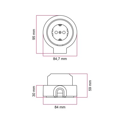 Kit ficha Schuko porcelana para tubo 20 mm | AcessoriosCandeeiros