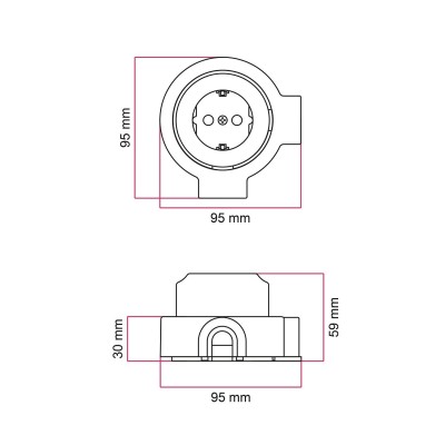 Kit ficha Schuko porcelana para tubo 20 mm | AcessoriosCandeeiros
