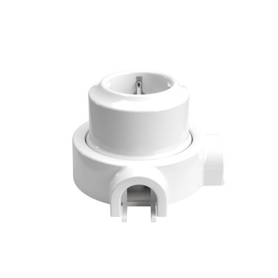 Kit ficha Schuko porcelana para tubo 20 mm | AcessoriosCandeeiros