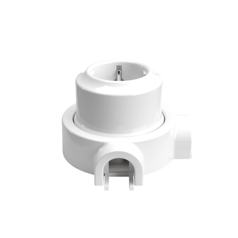 Kit ficha Schuko porcelana para tubo 20 mm | AcessoriosCandeeiros