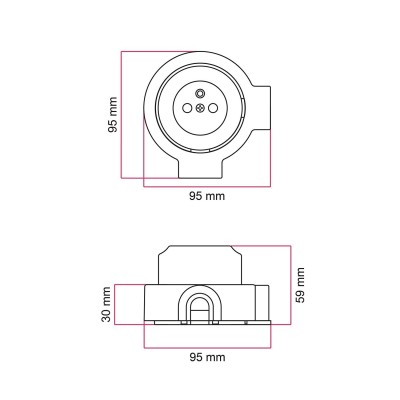 Kit tomada francesa porcelana para tubo 20 mm | Acessórios Candeeiros
