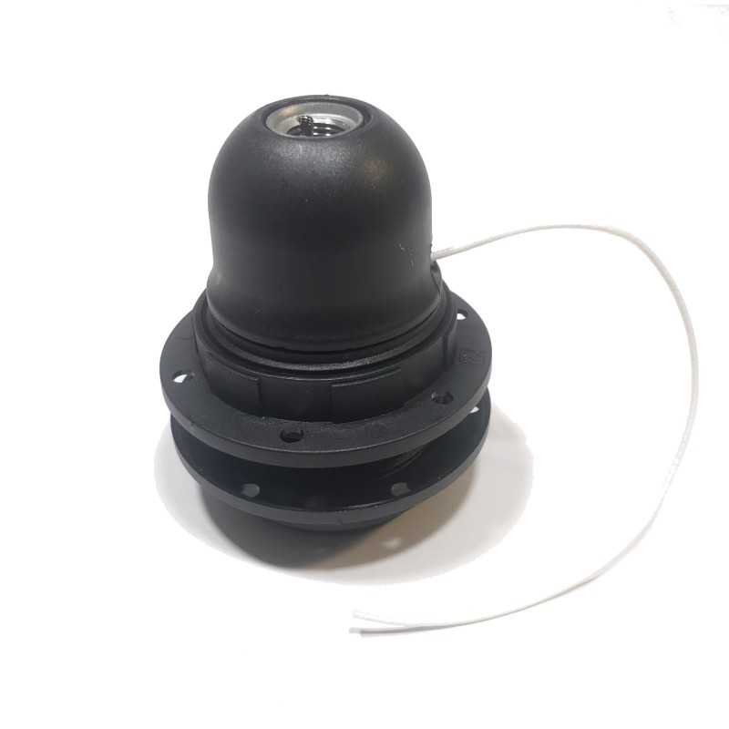 Portalâmpadas termoplástico E27 preto interruptor corda