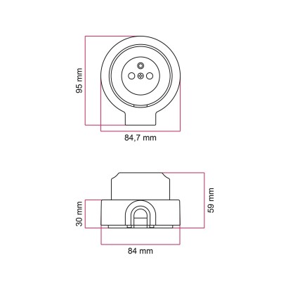 Kit tomada francesa porcelana para tubo 20 mm | Acessórios Candeeiros