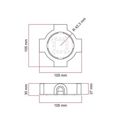 Base de porcelana com 4 saídas para tubo de 20 mm | AcessoriosCandeeiros