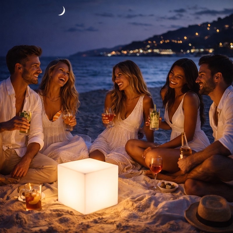 Candeeiro geométrico LED RGB exterior solar e recarregável | Fábrica Tu Candeeiro