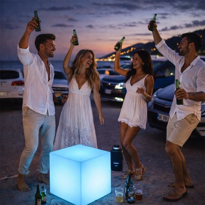 Candeeiro geométrico LED RGB exterior solar e recarregável | Fábrica Tu Candeeiro